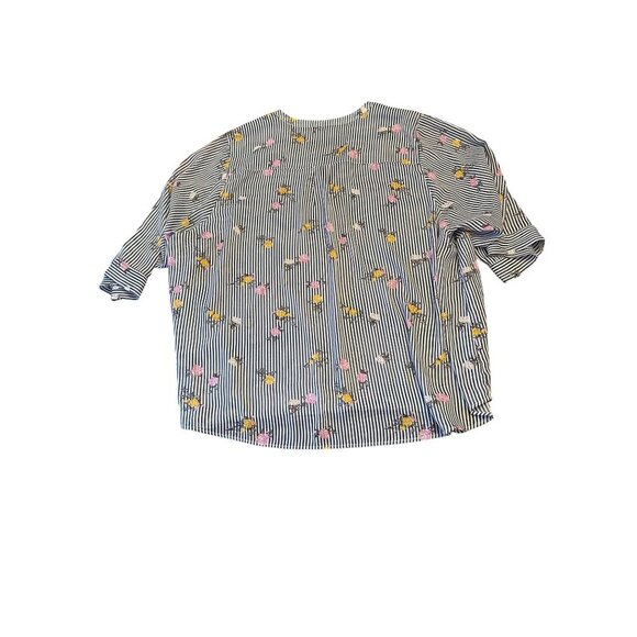 Torrid Harper Navy Stripe Floral Printed Button-Down Blouse Size 5 Polyester Ble - Picture 5 of 5